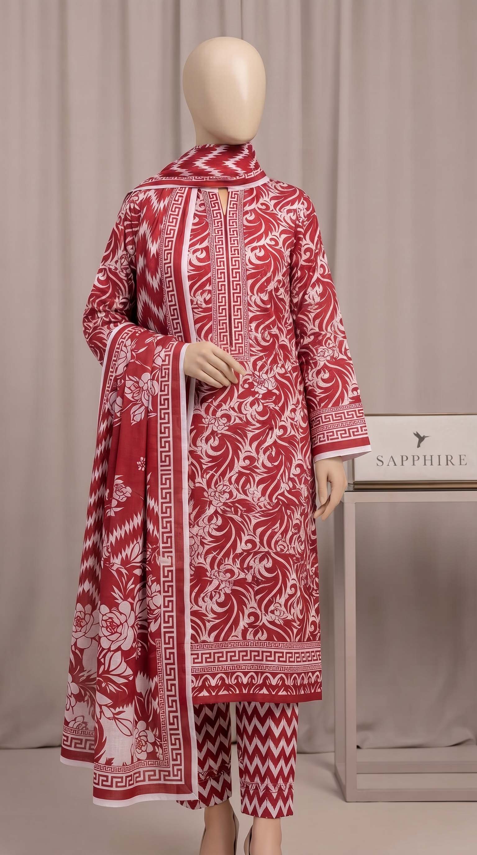 Ruby Red (Red/White Damask