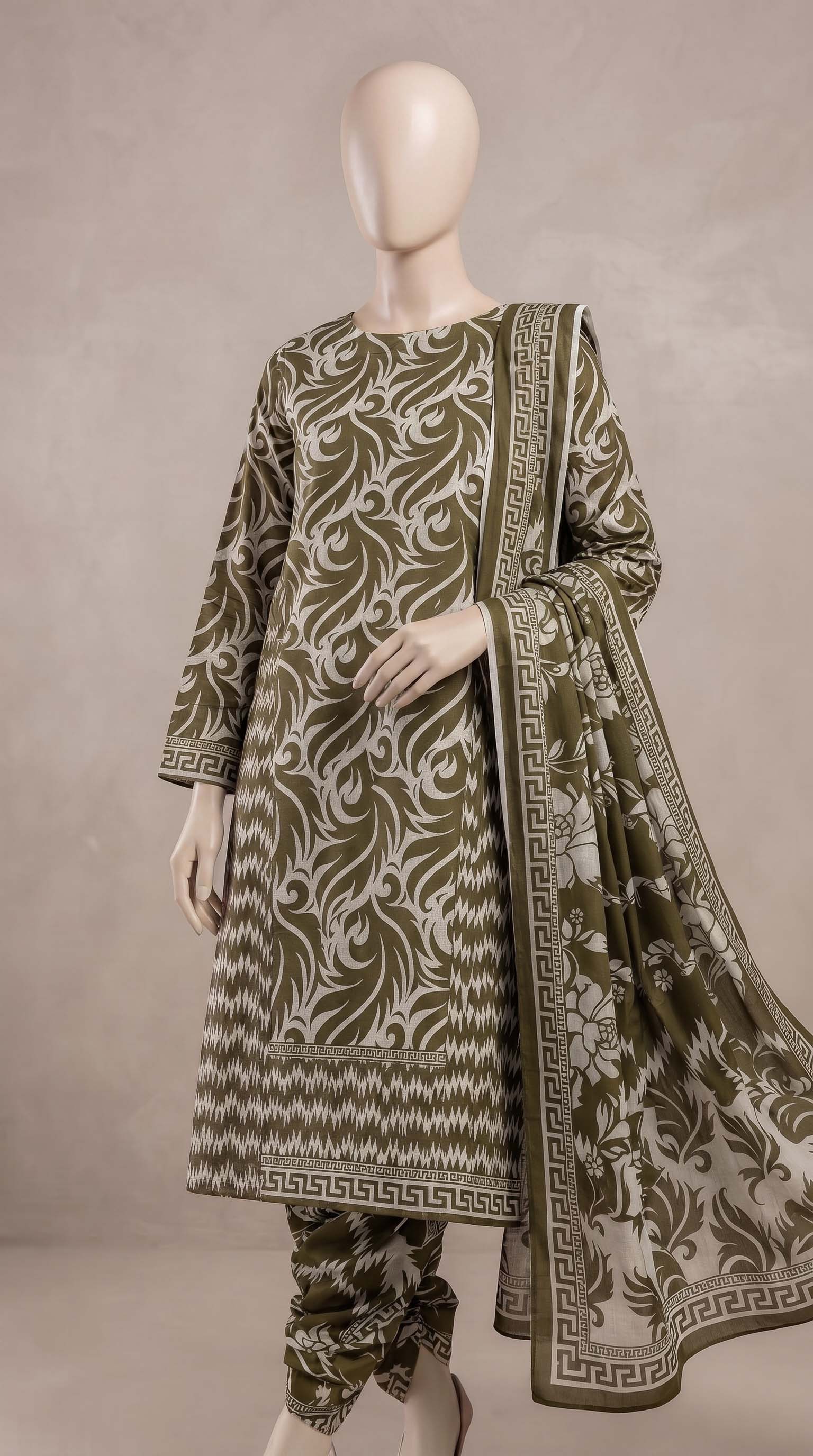 Sapphire Olive Moss Lawn Suit 3Pc | Azadi Sale – PurSukoon