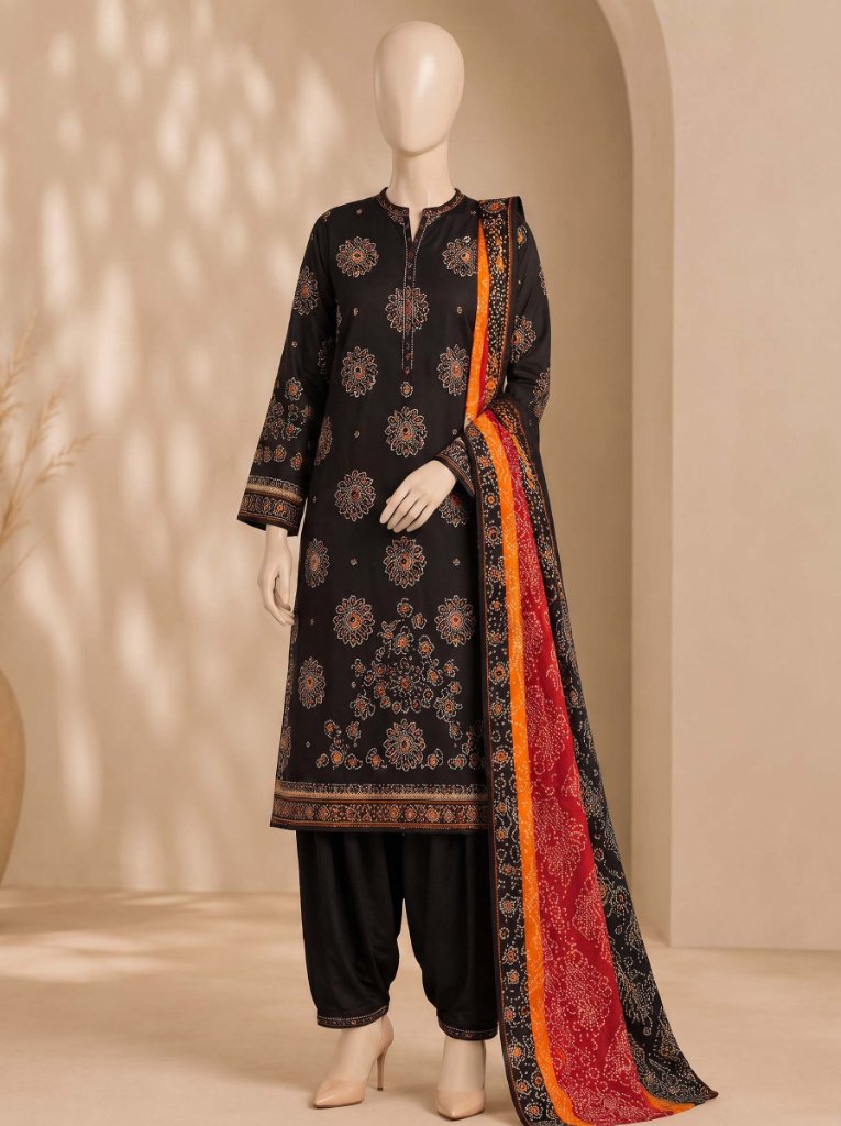 Orients Summer Vol#1 Printed Lawn 3-Piece Suit | Jet Black