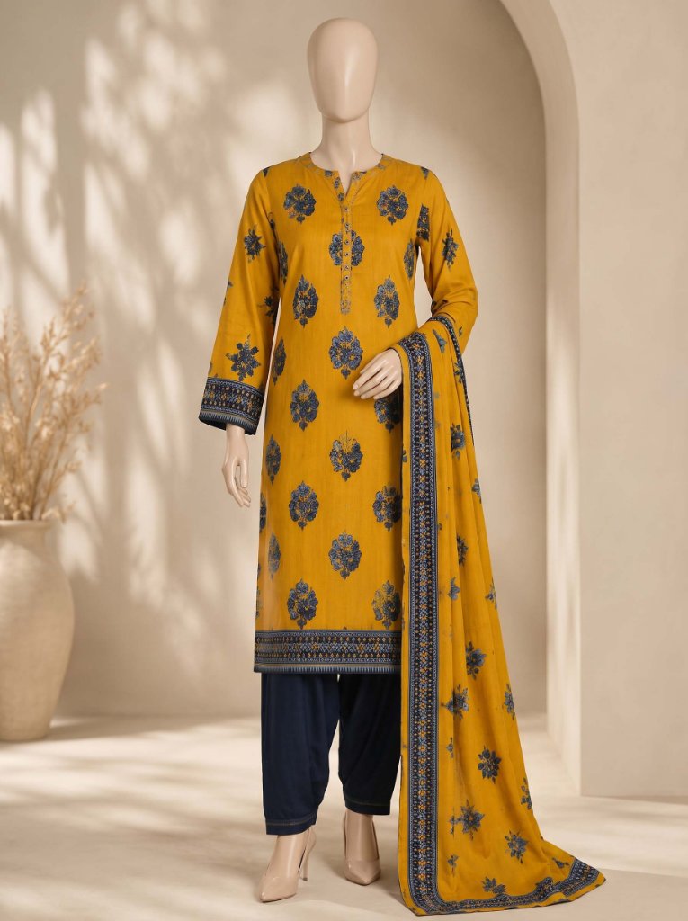 Orients Summer Vol#1 Printed Lawn 3-Piece Suit | Mustard Yellow