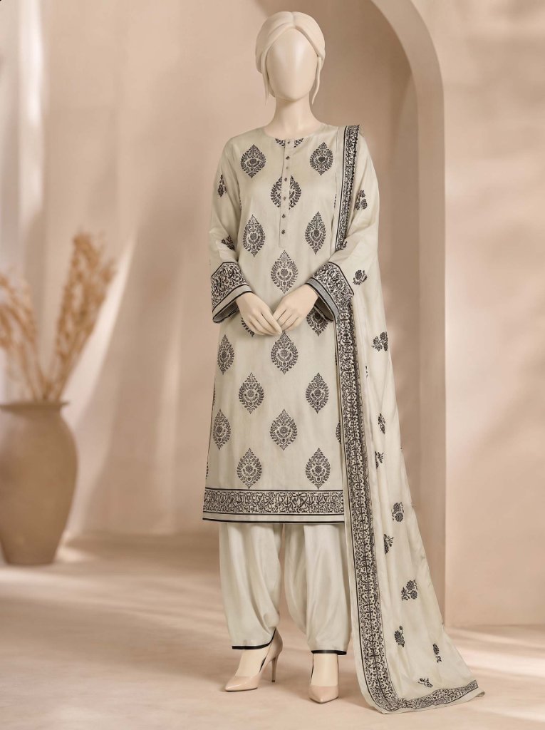 Orients Summer Vol#1 Printed Lawn 3-Piece Suit | Off White Cream