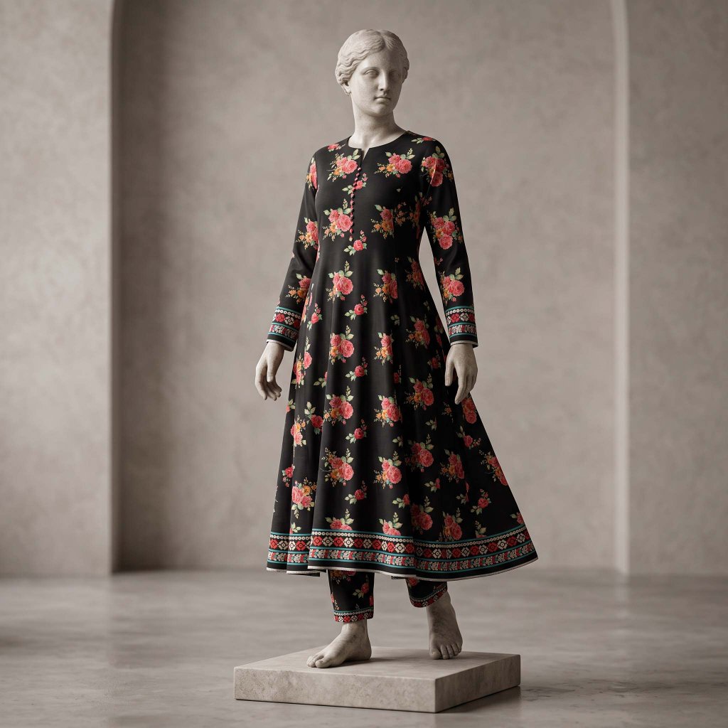 Ego Digital Lawn 3-Piece Suit | Black Rose Print