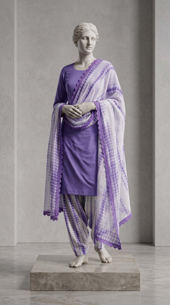 Sapphire Tie & Dye 3PC Lawn Suit | Purple Lavender