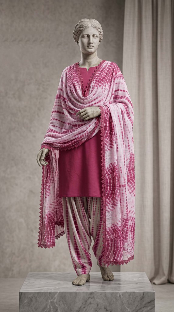 Sapphire Tie & Dye 3PC Lawn Suit | Hot Pink
